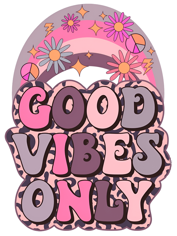 Good Vibes Retro pink DTF (direct-to-film) Transfer - Twisted Image Transfers