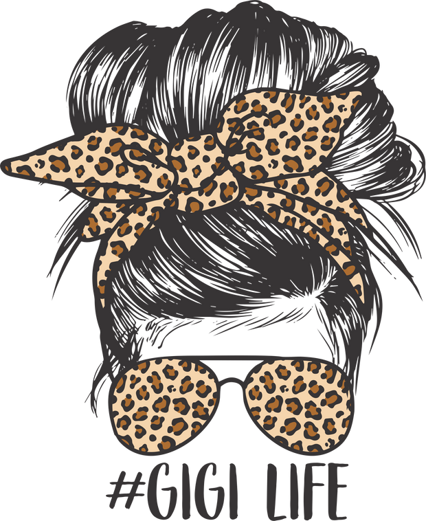 Grandparent (Messy Bun GiGi (Leopard) - DTFreadytopress