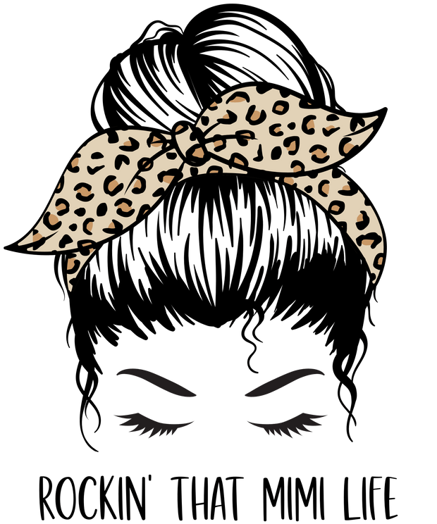 Grandparent (Messy Bun Rockin That Mimi Life (Leopard) - DTFreadytopress