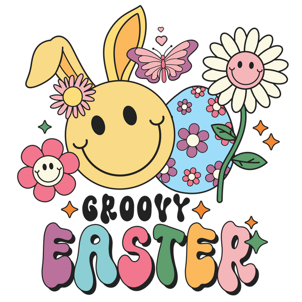 Groovy Easter DTF (direct-to-film) Transfer - Twisted Image Transfers