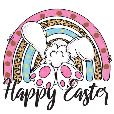 Happy Easter with Bunny and Rainbow DTF (direct-to-film) Transfer - Twisted Image Transfers
