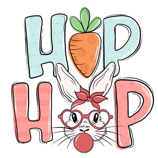 Hip Hop Bunny With Bubble Gum DTF (direct-to-film) Transfer - Twisted Image Transfers