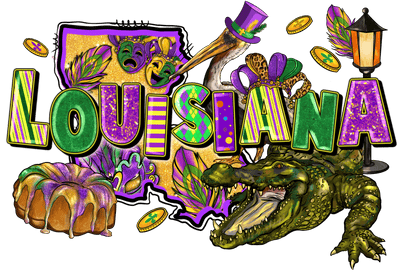 Louisiana Mardi Gras DTF (direct-to-film) Transfer - Twisted Image Transfers