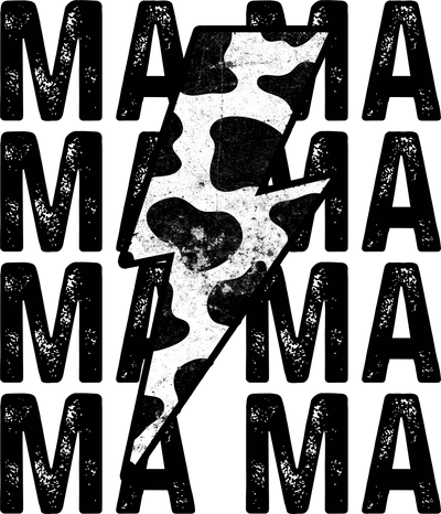 Mama Lighting Bolt Cow Print DTF (direct-to-film) Transfer - Twisted Image Transfers