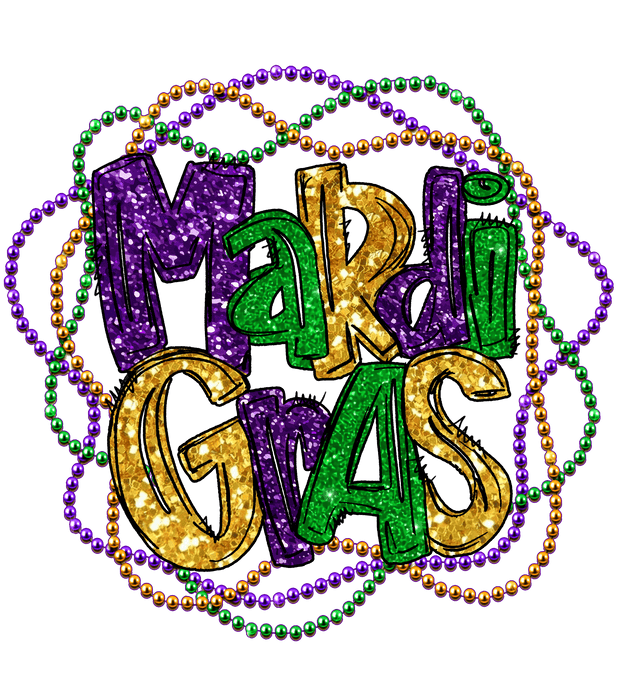 Mardi Gras Beads DTF (direct-to-film) Transfer - Twisted Image Transfers