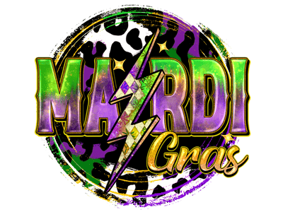 Mardi Gras Lighting Bolt DTF (direct-to-film) Transfer - Twisted Image Transfers