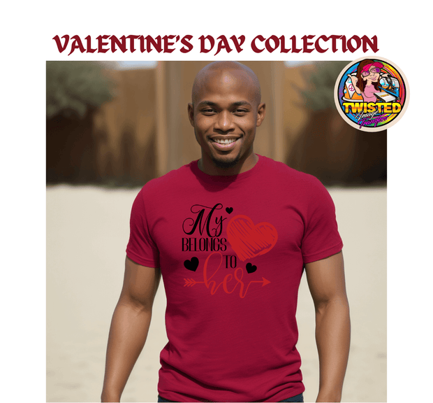 Men's Softstyle Gildan T-Shirt with 11" My Heart Belongs to Her - Twisted Image Transfers