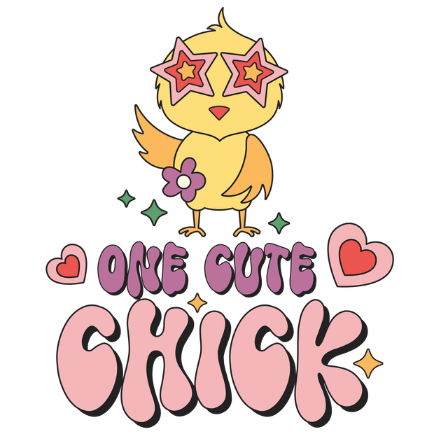 One Cute Chick With Star Eyes DTF (direct-to-film) Transfer - Twisted Image Transfers