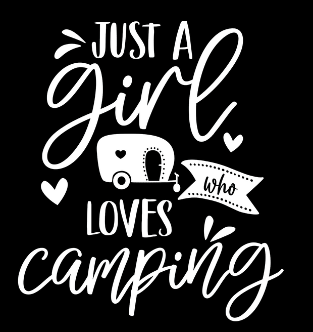 Just a Girl Camping (white) DTF (direct-to-film) Transfer
