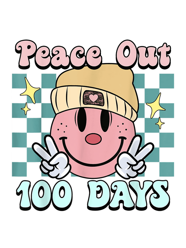 Peace Out 100 Days of School in Pink Font DTF (direct-to-film) Transfer - Twisted Image Transfers