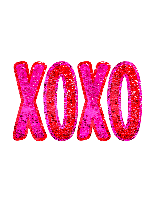 Pink XOXO in Faux Sequin DTF (direct-to-film) Transfer - Twisted Image Transfers