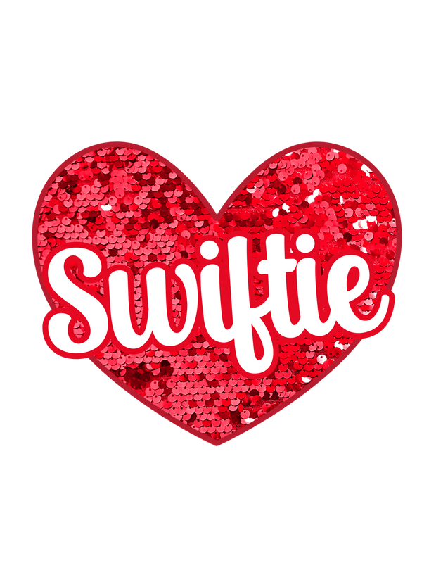 Red Swiftie Faux Sequin Heart DTF (direct-to-film) Transfer - Twisted Image Transfers