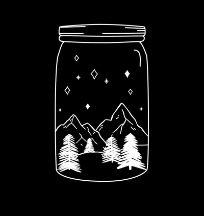 Mason Jar with Mountains (white) DTF (direct-to-film) Transfer