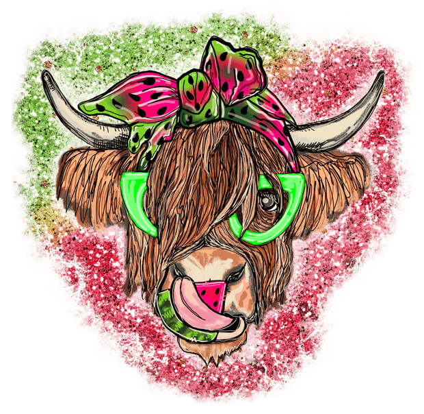 Rustic (Watermelon Highland Cow) - DTFreadytopress