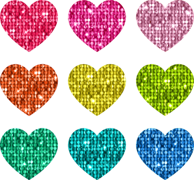 Sequin Rainbow Hearts DTF (direct-to-film) Transfer - Twisted Image Transfers