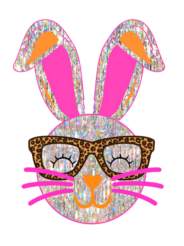 Silver Bunny with Glasses Easter DTF (direct-to-film) Transfer - Twisted Image Transfers