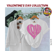 Softstyle Gildan T-Shirt with 11" Pink and Gold Faux Heart Patch - Twisted Image Transfers