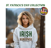 St. Patrick's Day Gildan Hoodie with 11" Glitter Irish Today Hungover Tomorrow - Twisted Image Transfers