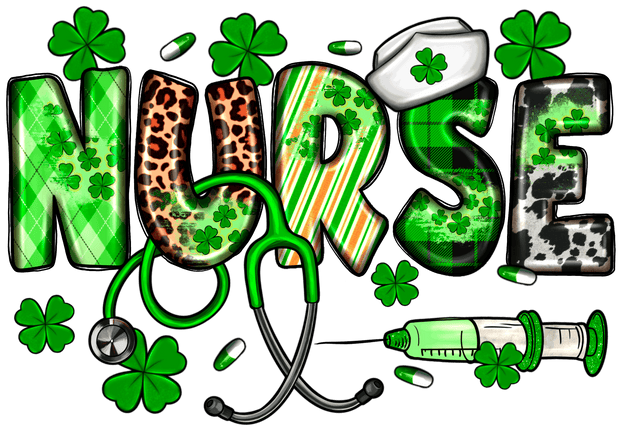St. Patrick's Day Nurse DTF (direct-to-film) Transfer - Twisted Image Transfers