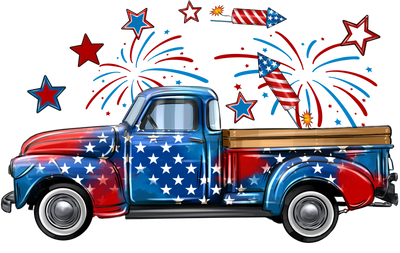 USA Truck with Stars and Stripes DTF (direct-to-film) Transfer
