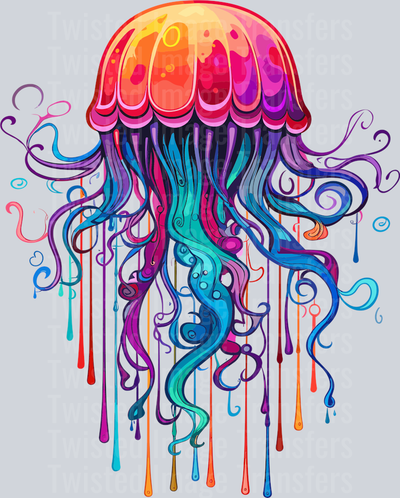 Orange & Red Jellyfish Color Drip