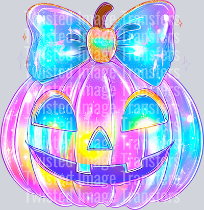 Iridescent Pumpkin in Blue Bow