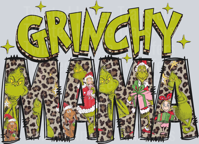 Grinchy Mama Green With Leopard Print Christmas