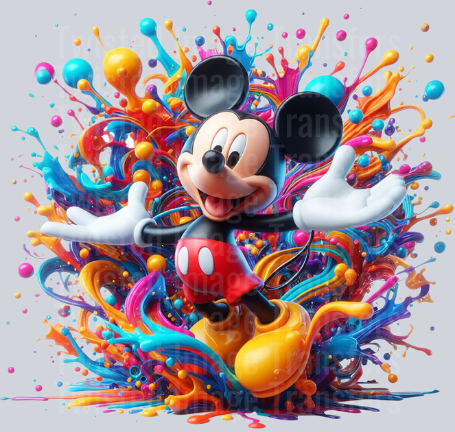Mickey Drip Rapping Color Drip Mickey Mouse DTF (direct-to-film) Transfer โ Twisted Image ...