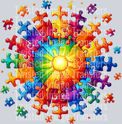 Autism Puzzle Pieces Circle of Colors