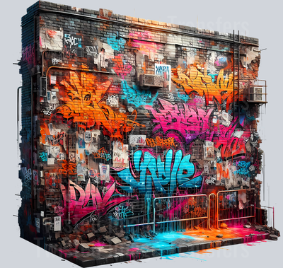 Color Drip Alleyway Wall With Street Art In Multi Color_