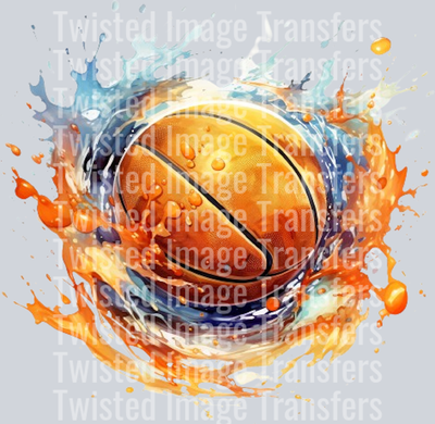 Orange and Blue Color Splash Basketball
