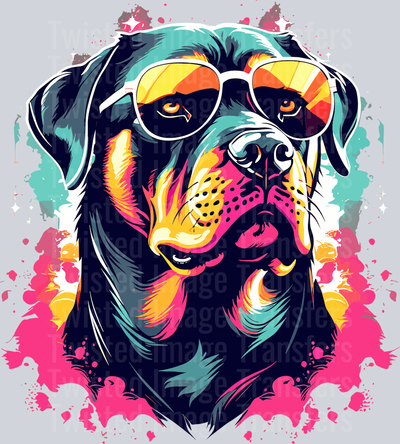 Dog in Shades Color Drip Pink