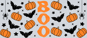 Boo with Orange Pumpkins and Bats 16oz UV DTF Libby Wrap