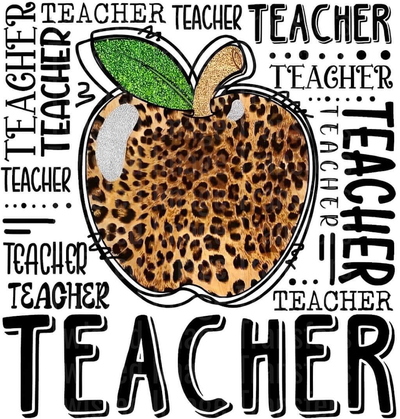 Teacher Leopard Print Apple