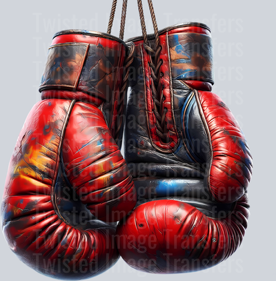 Color Drip Boxing Gloves In Black And Red_