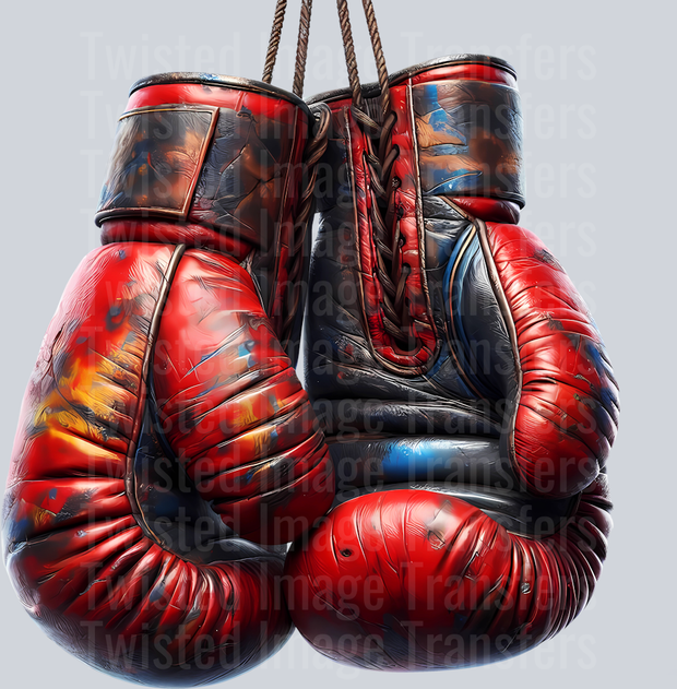 Color Drip Boxing Gloves In Black And Red_