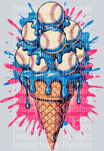 Baseballs Ice Cream Pink & Blue