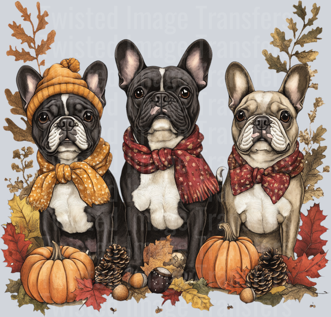 3 Fall Frenchies DTF (direct to film) Transfer β Twisted Image Transfers