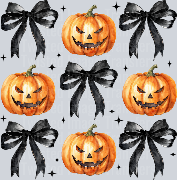 Jack o Lantern With Star And Black Bow Halloween