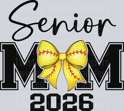 Senior Softball Mom in Black 2026 Bow