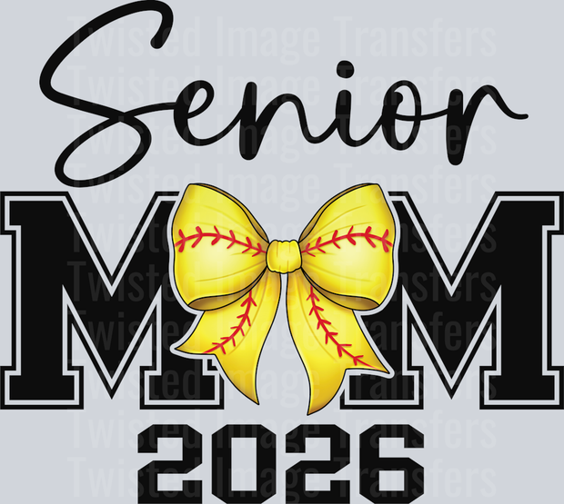 Senior Softball Mom in Black 2026 Bow
