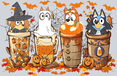 Bluey Coffee Latte Fall Season with Bats