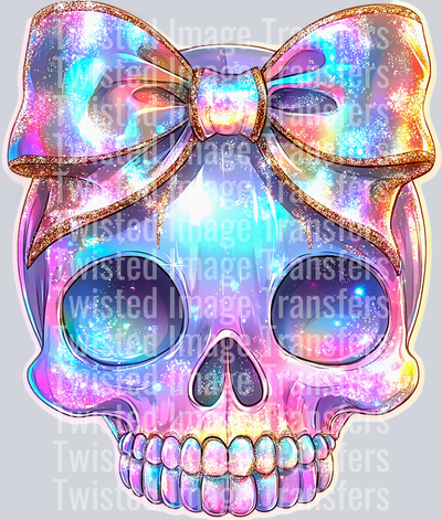 Iridescent Skull With Bow