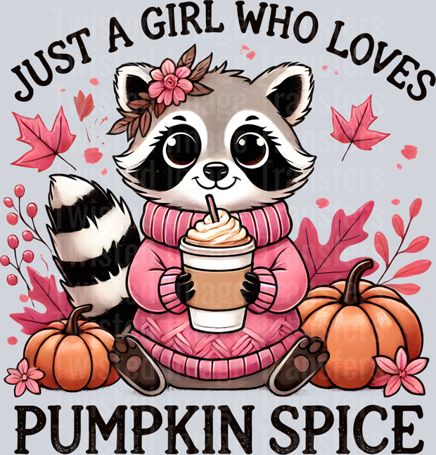 Just A Girl Pumpkin Spice Raccoon Halloween