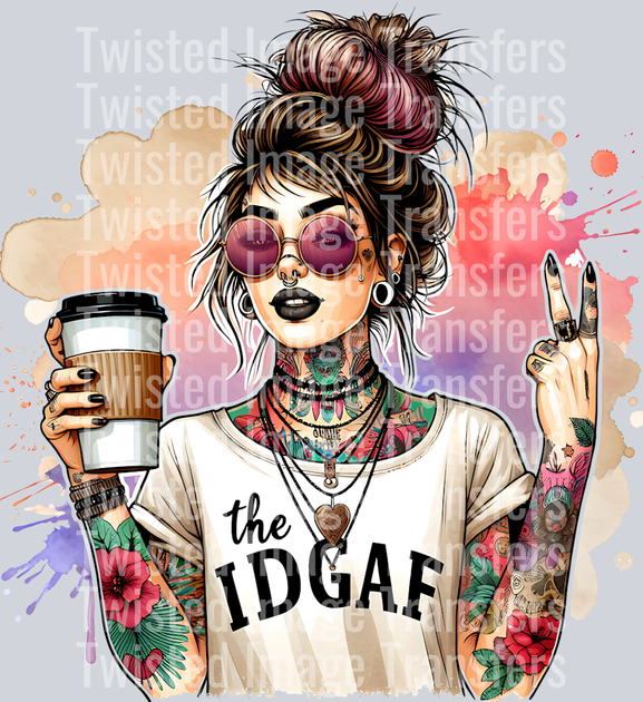 IDGAF Mom Peace Sign Color Splash DTF (direct-to-film) Transfer ...