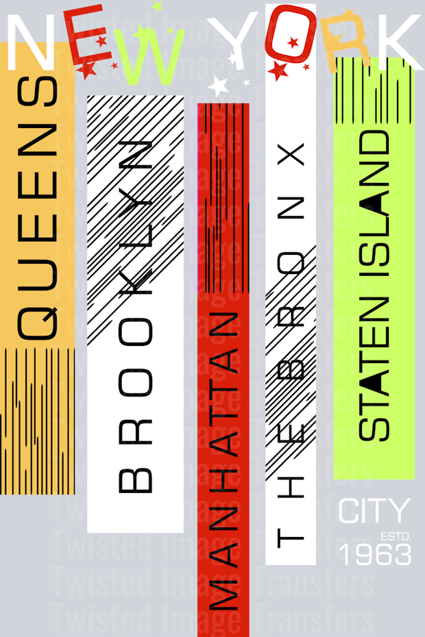 Street Wear New York With Queens Brooklyn Bronx Station Island Font_