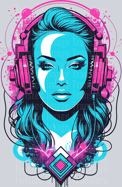 Blue Girl in Headphones