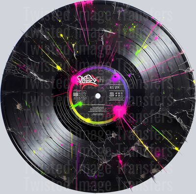 Color Drip Scratched Vinyl Record_