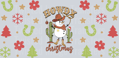 Horseshoe Howdy Christmas-Western Christmas 16oz glass wrap