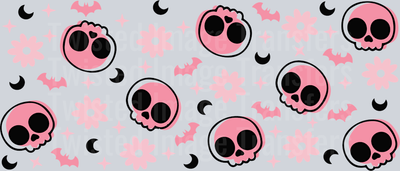Pink Skulls and Bats 16oz UV DTF Libby Wrap